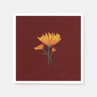 Burgundy Calendula Napkins