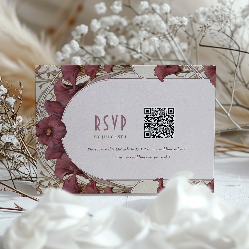 Burgundy Calla Lily RSVP Card with QR Code