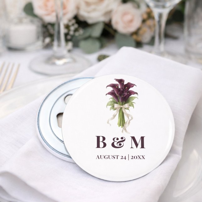 Burgundy Calla Lily Wedding Bouquet Ivory Ribbon  Bottle Opener (Creator Uploaded)