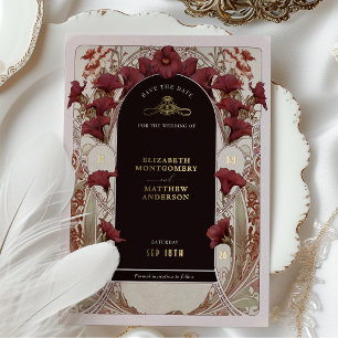 Burgundy Calla Lily Wedding Save The Date Foil Invitation
