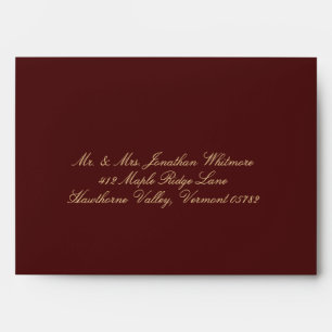 Burgundy Calligraphy Wedding Address Envelope