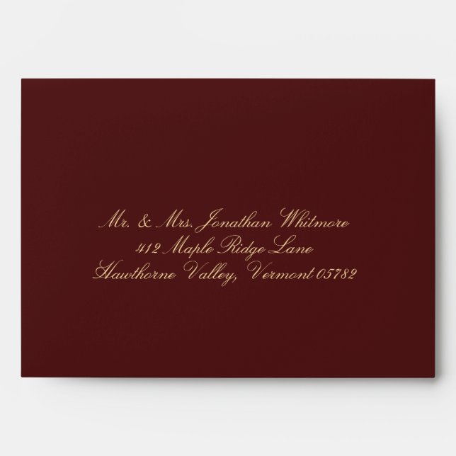 Burgundy Calligraphy Wedding Address Envelope (Front)