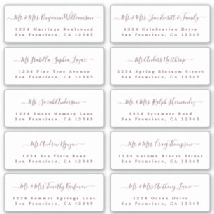 Burgundy Calligraphy Wedding Guest Address Labels