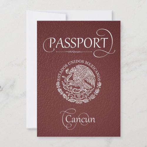 Burgundy Cancun Passport Save the Date Card