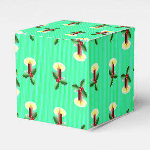 Burgundy candle with Xmas holly Favor Boxes