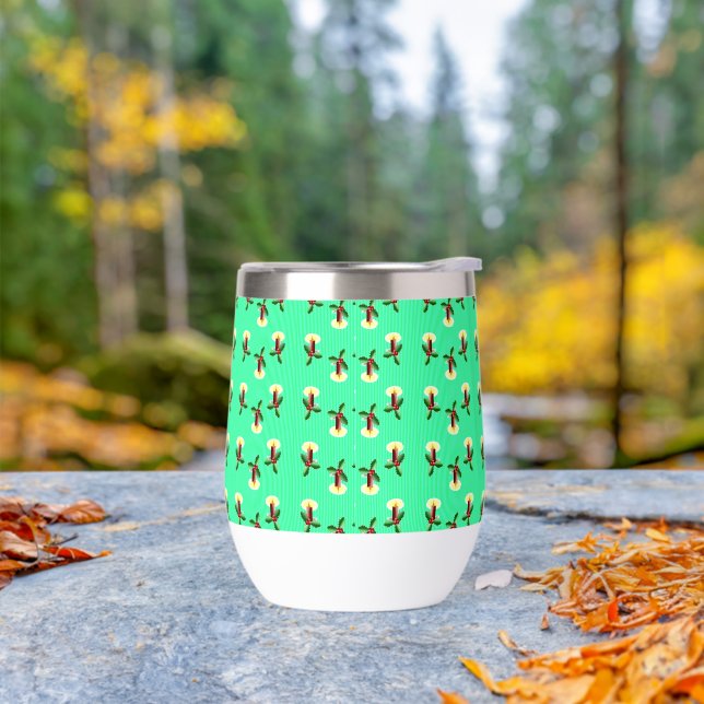 Burgundy candle with Xmas holly Thermal Wine Tumbler (Outdoor)