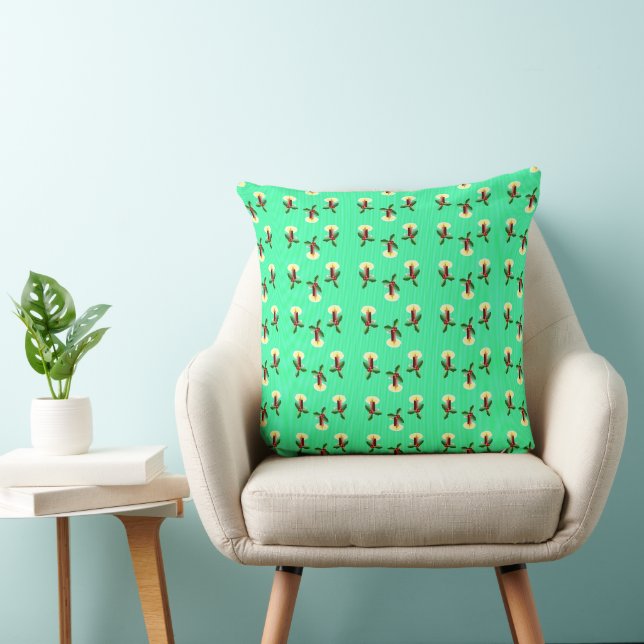 Burgundy candle with Xmas holly Throw Pillow (Chair)