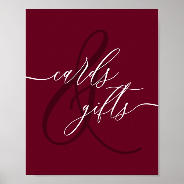 Burgundy Cards and Gifts Poster