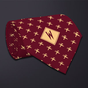Burgundy Carpenter Tools Neck Tie