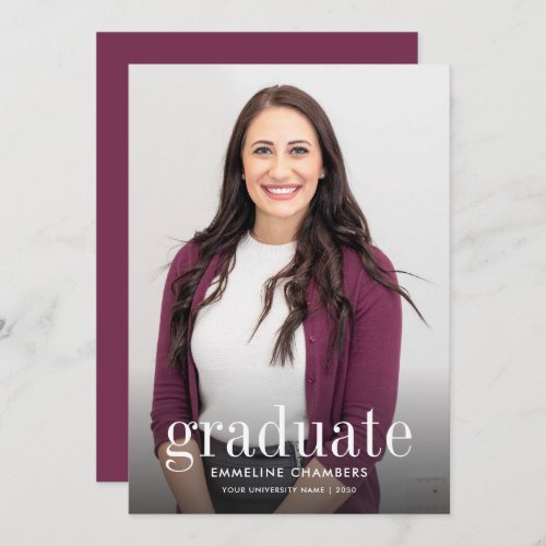 Burgundy  Casual Photo Graduation Party Invitation