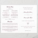 Burgundy Catholic Wedding Mass Ceremony Program<br><div class="desc">This simple, yet elegant, folded Catholic wedding ceremony with mass program booklet features a cross and stylish accents of calligraphy script. The neutral, classic, burgundy and white, typography design provides you with a text template for a traditional Catholic order of service with mass. There is plenty of room to include...</div>