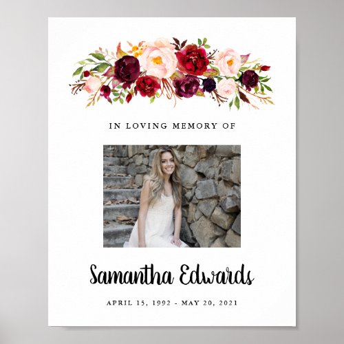 Burgundy Celebration Of Life Sign Photo Sign