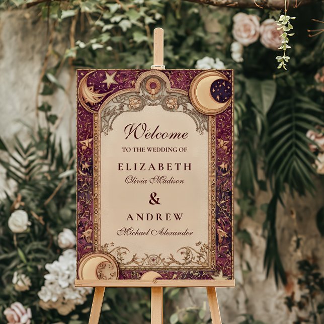 Burgundy Celestial Moon Wedding Foam Board (Creator Uploaded)