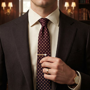 Burgundy & Champagne Classic Dot Neck Tie