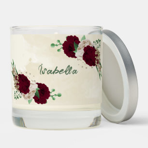 Burgundy champagne flowers wedding scented candle