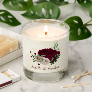 Burgundy champagne flowers wedding scented candle
