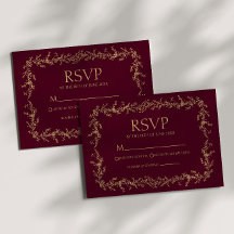 Burgundy Champagne Hand Drawn Floral Frame Wedding