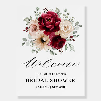 Burgundy Champagne Ivory Bridal Shower Welcome Foam Board