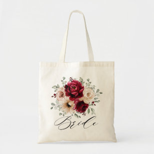 Burgundy Champagne Ivory Mauve Bridesmaids Gifts Tote Bag