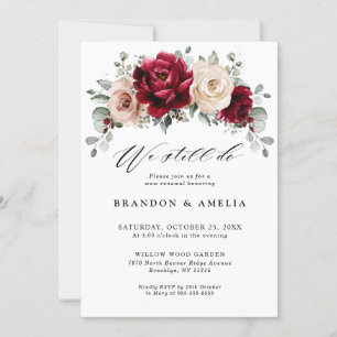 Burgundy Champagne Ivory Mauve Floral We still do Invitation