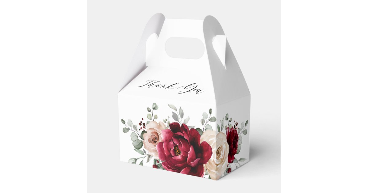 Burgundy Champagne Ivory Mauve Rose Bridal Shower Favor Boxes | Zazzle