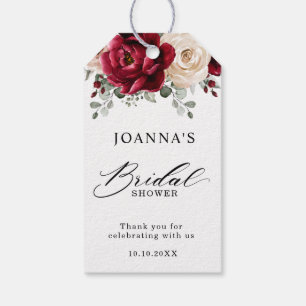 Burgundy Champagne Ivory Mauve Rose Bridal Shower Gift Tags