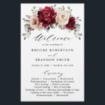 Burgundy Champagne Ivory Mauve Rose Floral Program<br><div class="desc">Elegant Burgundy Red,  Champagne ivory earthy floral theme wedding program card featuring elegant bouquet of Burgundy,  champagne ivory color roses peonies  and sage green eucalyptus leaves. Please contact me for any help in customization or if you need any other product with this design.</div>