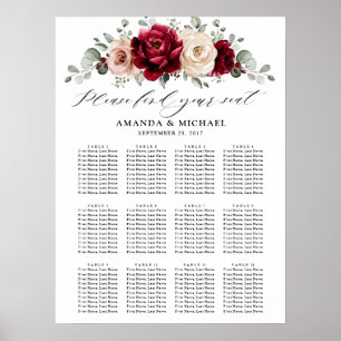Burgundy Champagne Ivory Mauve Rose Seating chart