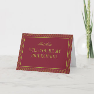 Burgundy & Chartreuse Wedding Bridesmaid Proposal Card