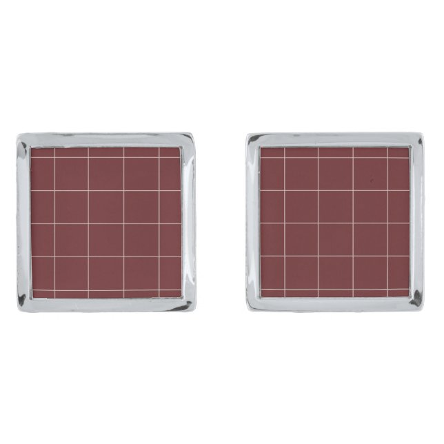 Burgundy Checkered Cufflinks (Front)