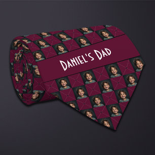 Burgundy Checkered Photo Neck Tie