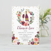 Burgundy Cheers to Love Wine Bridal Shower Invitation (Standing Front)