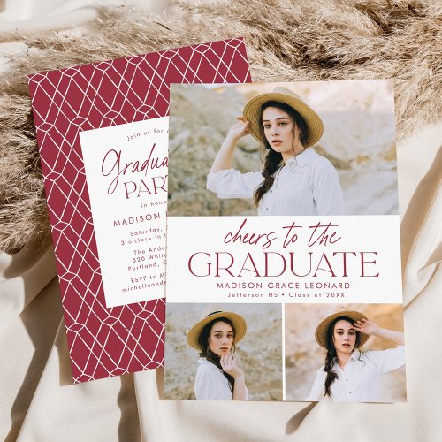 Burgundy  Cheers to the Grad Graduation Party Invitation