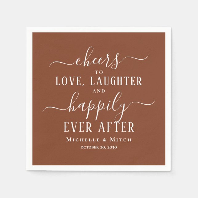 Burgundy Cheers Typography Wedding Custom Napkins (Front)