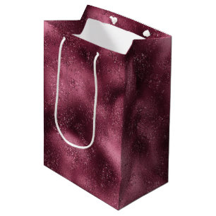 Burgundy Cherry Glitter Glitz Medium Gift Bag