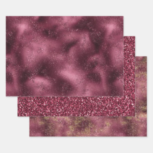 Burgundy Cherry Glitter Glitz       Wrapping Paper Sheets