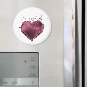 Burgundy Cherry Glitter Sparkle Heart Love  Magnet