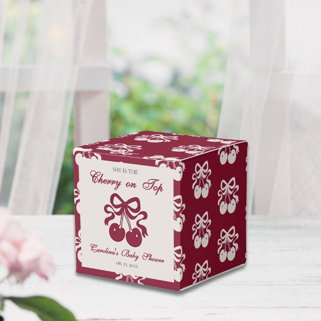 Burgundy Cherry on Top Baby shower  Favor Boxes (Creator Uploaded)