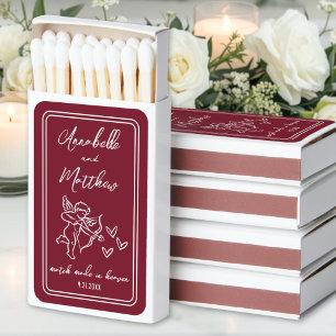 Burgundy Cherub Perfect Match Matchbox Favors