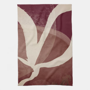 Burgundy Chestnut & Cream Abstract Watercolor Kitchen Towel