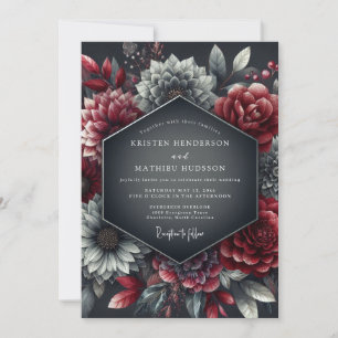 Burgundy Chiaroscuro Bloom Wedding Invitation