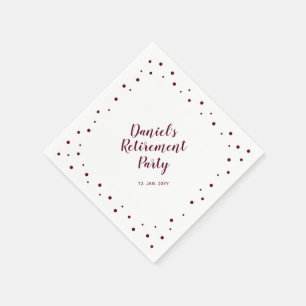 Burgundy Chic Confetti Modern Retirement Party Napkins