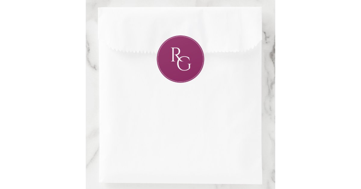 Initial Sticker Chic Burgundy | Chic Simple Initials Classic Round Sticker | Zazzle