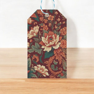 Burgundy Chinoiserie Grandmillenial Toile de Jouy Gift Tags