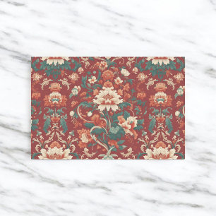 Burgundy Chinoiserie Grandmillenial Toile Floral  Tissue Paper