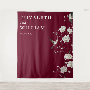 Burgundy Chinoiserie Wedding Photo Backdrop