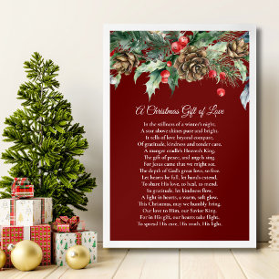 Burgundy Christian Christmas Love Poem Wall Art