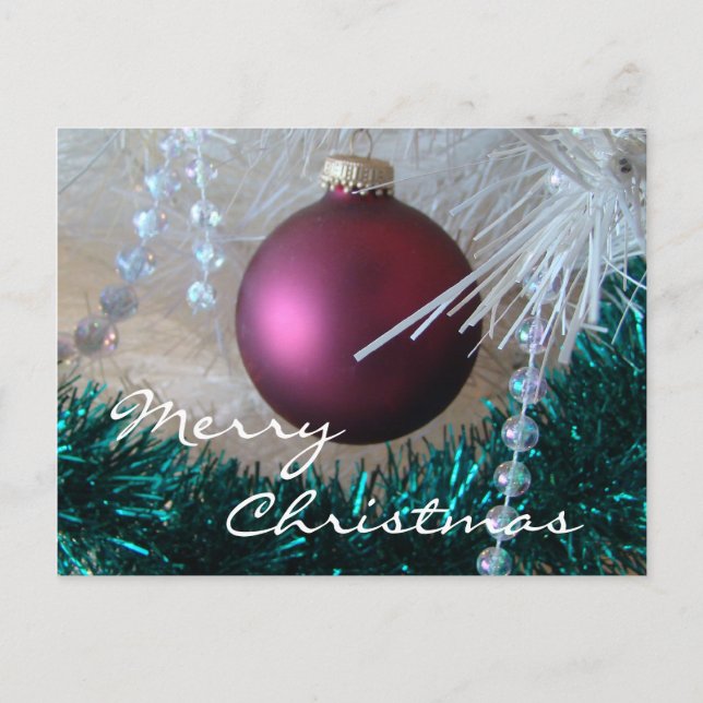 Burgundy Christmas Ornament  customize Holiday Postcard (Front)