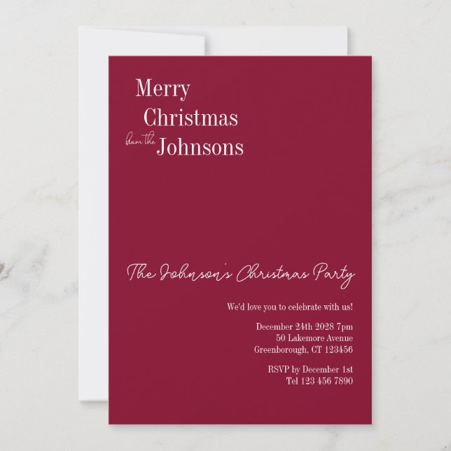 Burgundy Christmas Party Invitation (Front)