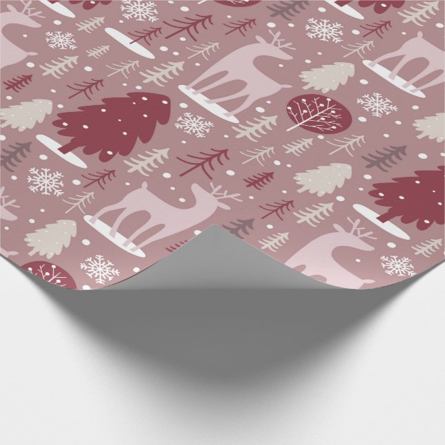 Burgundy Christmas Pattern Wrapping Paper (Corner)